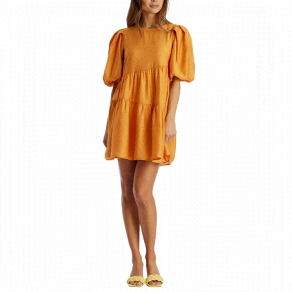 Anthropologie Moon River Puff Sleeve Tiered Mini Dress